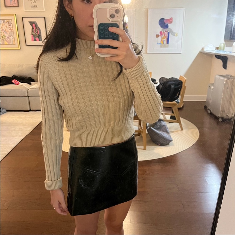 Camel beige ribbed sweater
